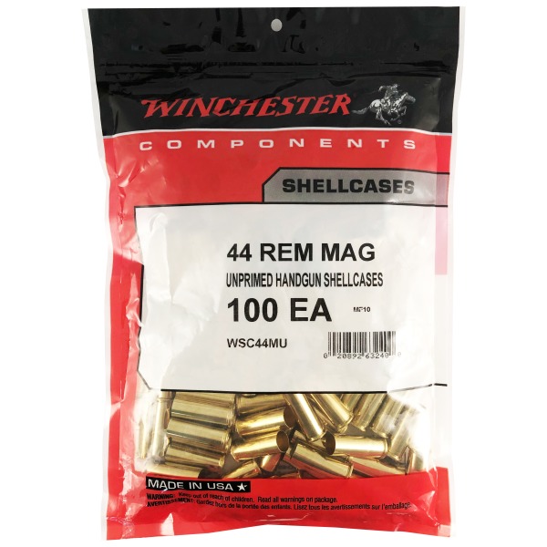 Winchester Brass 44 Mag Unprimed Bag of 100