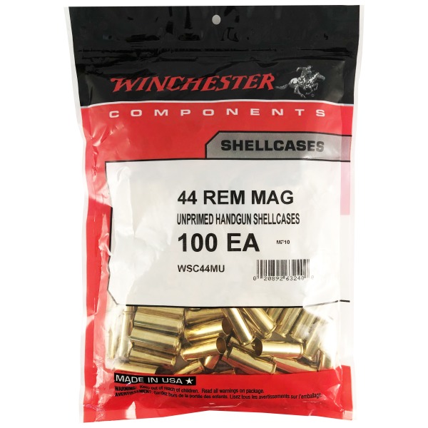 Winchester Brass 44 Mag (JAG) Unprimed Bag of 100
