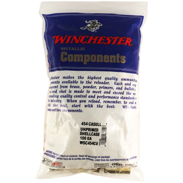 Winchester Brass 454 Casull Unprimed Bag of 100
