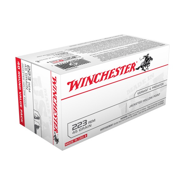 WINCHESTER AMMO 223 REMINGTON USA 45gr JHP 40/bx 10/cs