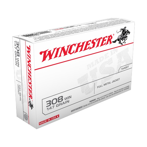 WINCHESTER AMMO 308 WINCHESTER USA TGT 147gr FMJ 20/bx 10/cs