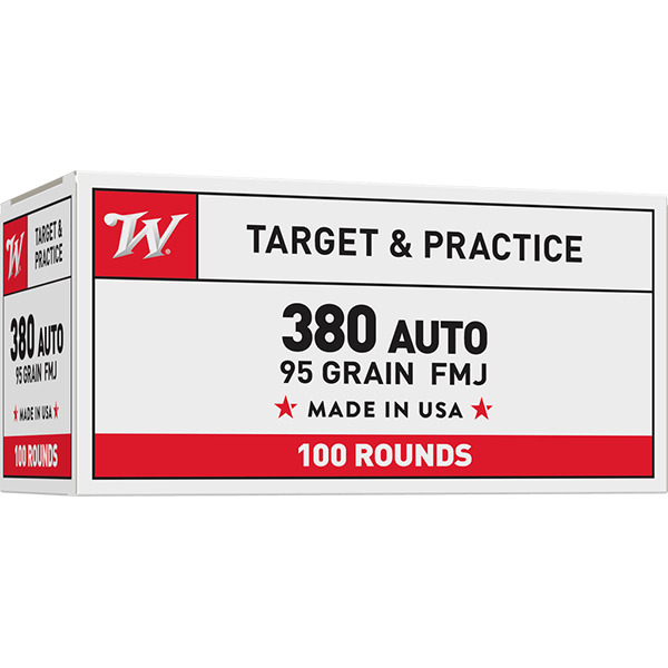 WINCHESTER AMMO 380 AUTO USA TGT 95gr FMJ VP 100/bx 5/cs