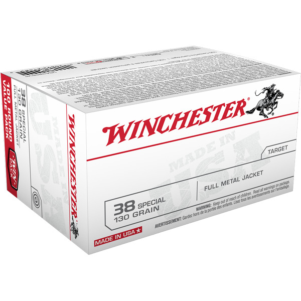 WINCHESTER AMMO 38 SPEC USA TGT 130gr FMJ 100/bx 5/cs