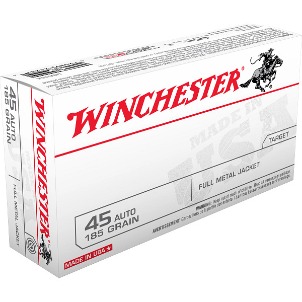 WINCHESTER AMMO 45 AUTO USA TGT 185gr FMJ 50/bx 10/cs