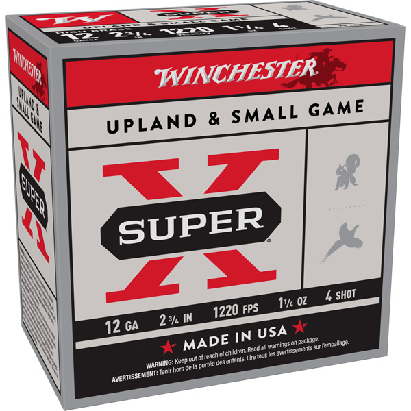 WINCHESTER AMMO 12ga 2.75 1-1/4o SUP-X UPLAND #4 25/b 10/c
