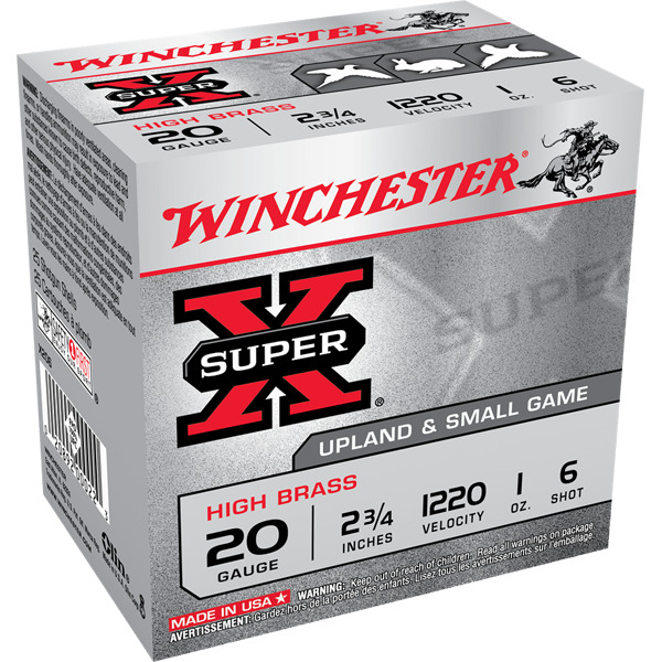 WINCHESTER AMMO 20ga 2.75 1oz SUP-X UPLAND HB 6 25b 10c