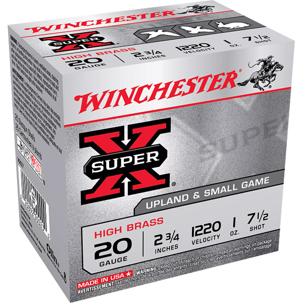 WINCHESTER AMMO 20ga 2.75 1oz SUP-X UPLAND 7.5 25b 10c