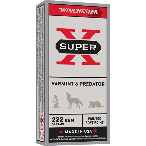 WINCHESTER AMMO 222 REMINGTON SUPER-X 50gr PSP 20/bx 10/cs