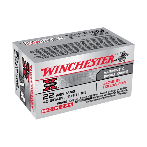 WINCHESTER AMMO 22 MAG SUPER-X 40gr JHP 50/bx 40/cs