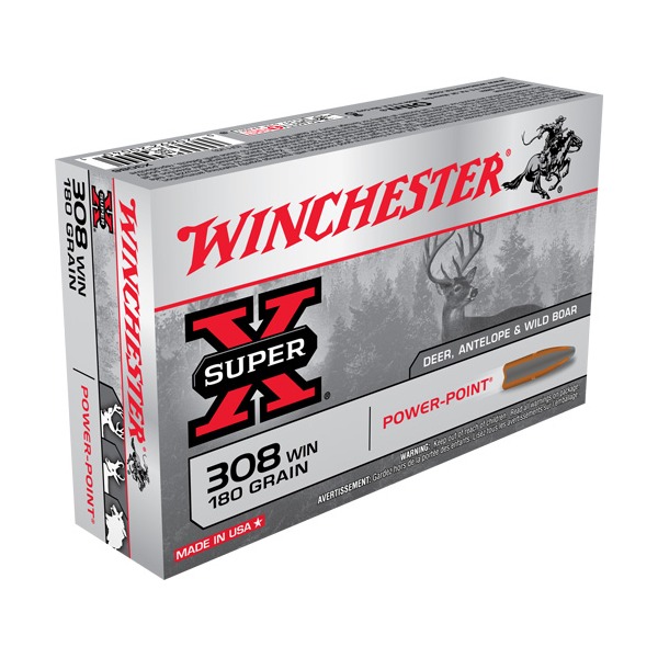 WINCHESTER AMMO 308 WINCHESTER SUPER-X 180gr PP 20/bx 10/cs