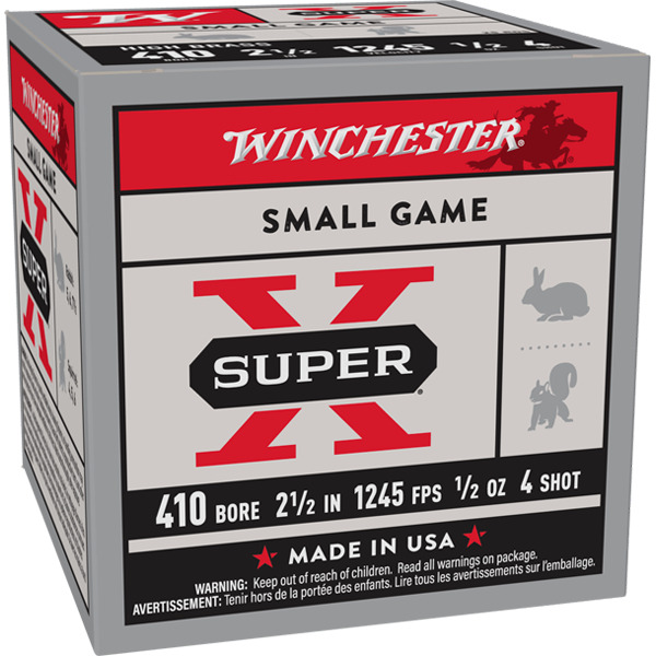 WINCHESTER AMMO 410ga 2.5 1245fp 1/2 oz #4 HB 25/bx 10/cs