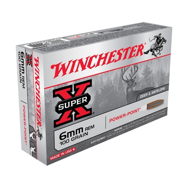 WINCHESTER AMMO 6MM REMINGTON SUPER-X 100gr PP 20/bx 10/cs