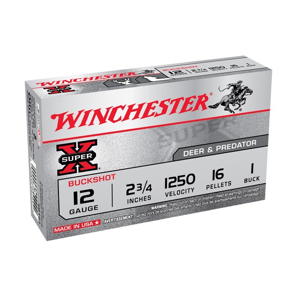 WINCHESTER BUCK 12ga 2.75" SUP-X #1 (16plt) 1250fps 5b 50c
