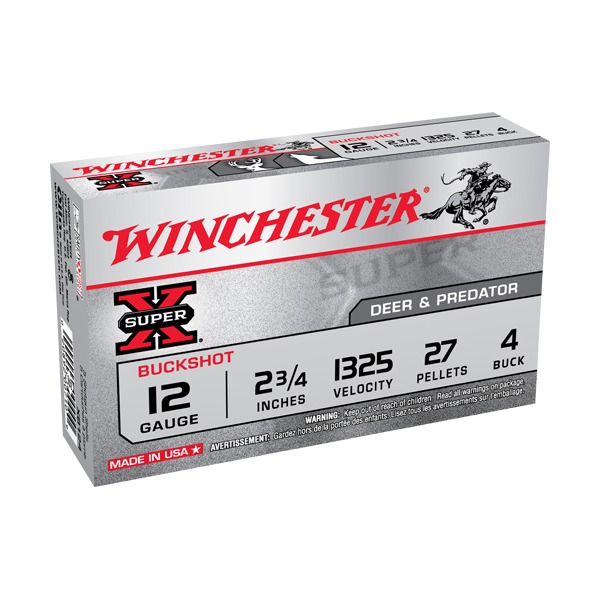 WINCHESTER BUCK 12ga 2.75" SUP-X #4 (27plt) 1325fps 5b 50c