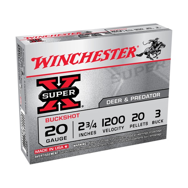 WINCHESTER BUCK 20ga 2.75" SUP-X #3 (20plt) 1200fps 5b 50c