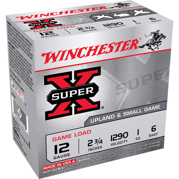 WINCHESTER AMMO 12ga 2.75 1oz SUP-X UPLAND #6 25/b 10/c