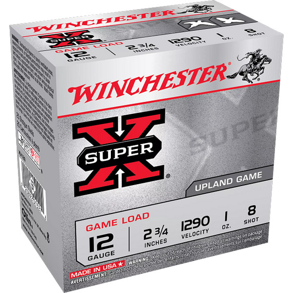 WINCHESTER AMMO 12ga 2.75 1oz SUP-X UPLAND #8 25/b 10/c
