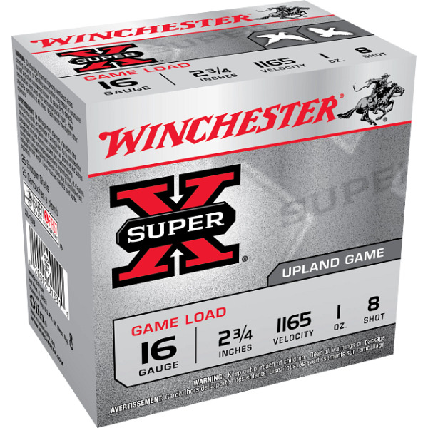 WINCHESTER AMMO 16ga 2.75 1oz SUP-X UPLAND #8 25/b 10/c