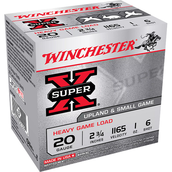 WINCHESTER AMMO 20ga 2.75 1oz SUP-X UPLAND HG 6 25b 10c