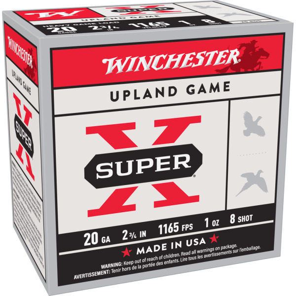 WINCHESTER AMMO 20ga 2.75 1oz SUP-X UPLAND HG 8 25b 10c