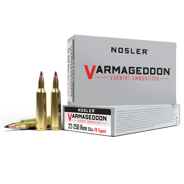 NOSLER AMMO 22-250 REMINGTON 55gr FB TIPPED VARM. 20/b 10/c