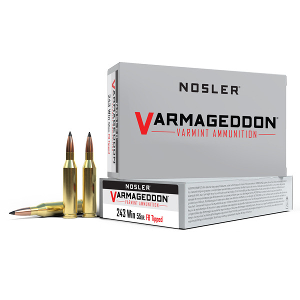 NOSLER AMMO 243 WINCHESTER 55gr FB TIPPED VARM. 20/b 10/c