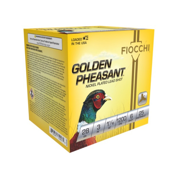 FIOCCHI AMMO 28ga 3" GP-NICKEL 1200fps 1-1/16 #6 25b 10c