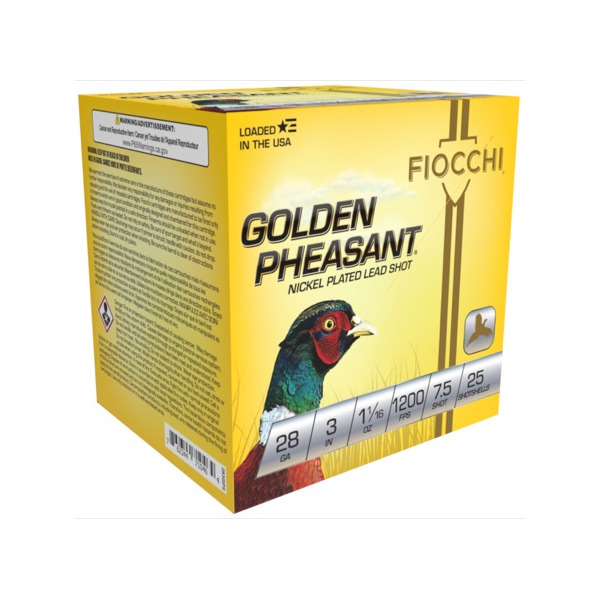 FIOCCHI AMMO 28ga 3" GP-NICKEL 1200fps 1-1/16 #7.5 25/bx