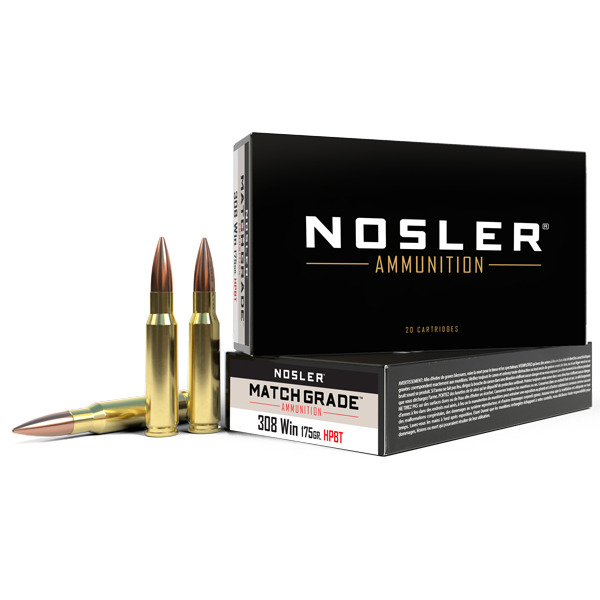 NOSLER AMMO 308 WINCHESTER 175gr CUSTOM MATCH 20/bx 10/cs