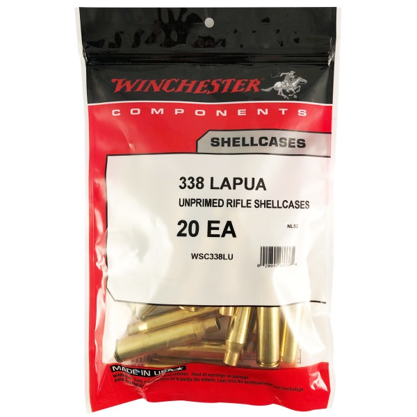 Winchester Brass 338 Lapua Mag Unprimed Bag of 20