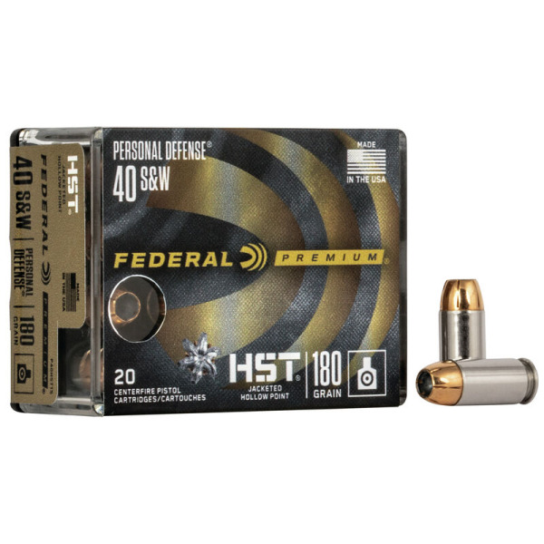FEDERAL AMMO 40 S&W 180gr HST JHP (P/D) 20/bx 10/cs