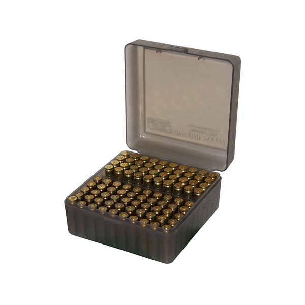 MTM RIFLE FLIP-TOP 100rd 17/222/223/CLR-SMOKE 12/C