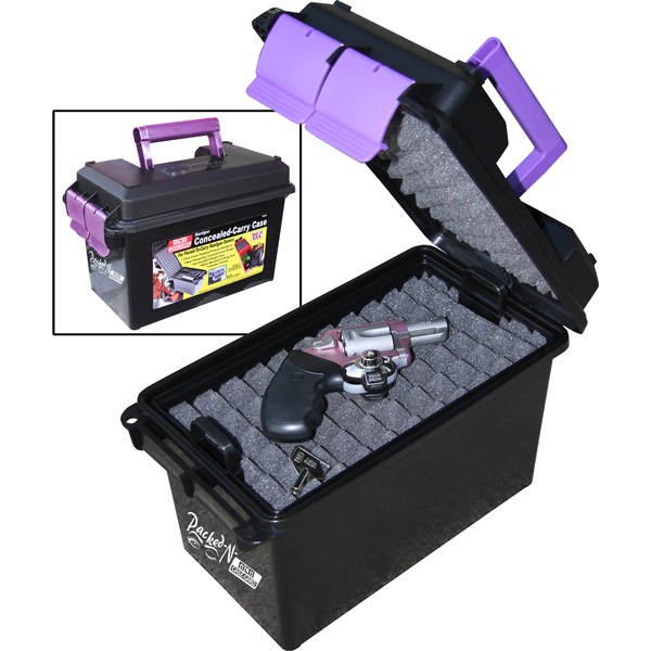 MTM HANDGUN CONCEAL CARRY CASE BLK w/PURPLE 6/CS