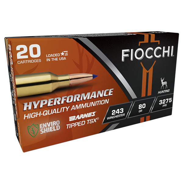FIOCCHI AMMO 243 WINCHESTER 80gr TTSX HYP HUNT 20/b 10/c
