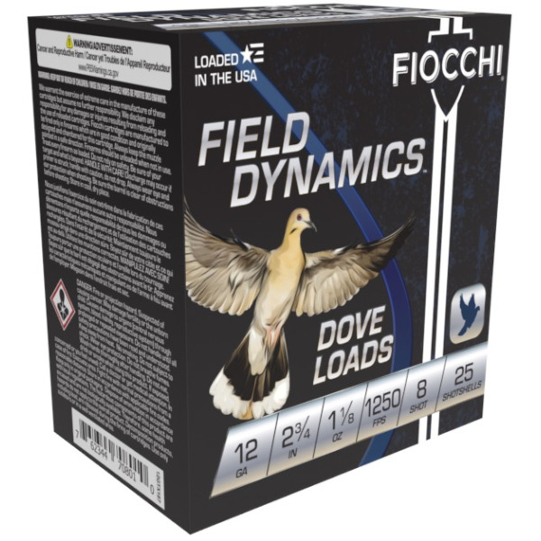 FIOCCHI AMMO 12ga 2.75" FIELD 1250fps 1-1/8 #8 25b 10c