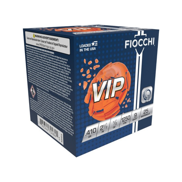 FIOCCHI AMMO 410br 2.5" TARGET 1250fps 1/2oz #9 250/cs