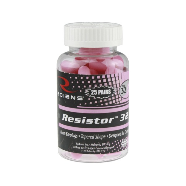 RADIANS RESISTOR FOAM EAR PLUGS PINK NRR32db 25/JAR