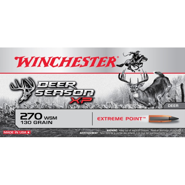 WINCHESTER AMMO 270 WSM DEER- SEASON 130gr EP 20/b 10/c