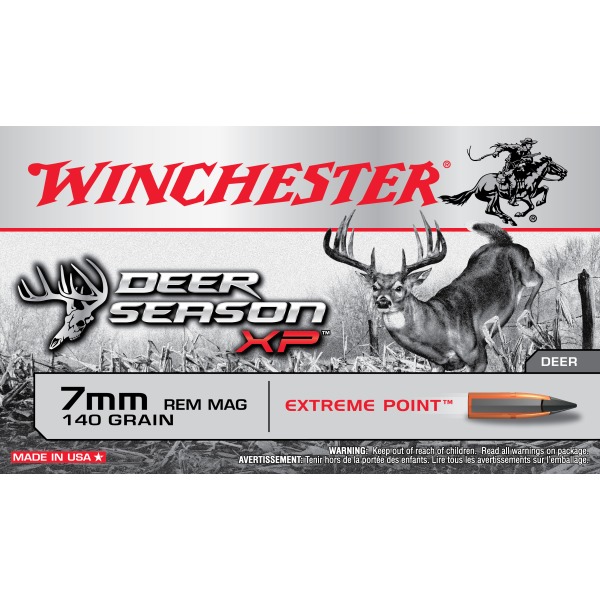 WINCHESTER AMMO 7MM REMINGTON DEER- SEASON 140gr EP 20/b 10/c