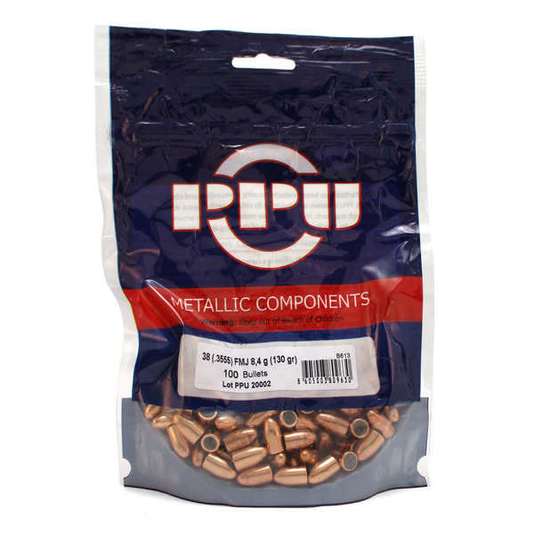 Prvi Partizan Bullet 38cal (.3555) 130gr FMJ 100 per bag