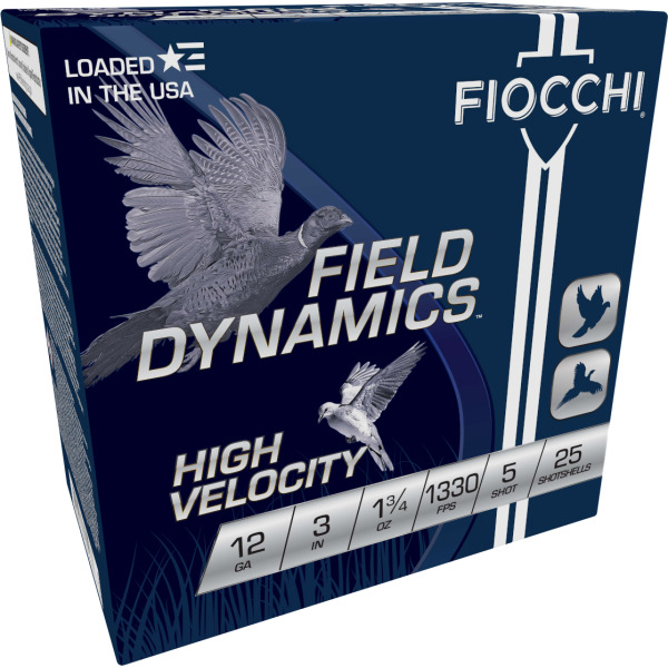 FIOCCHI AMMO 12ga 3" HIGH-VEL 1330fps 1.75oz #5 25b 10c