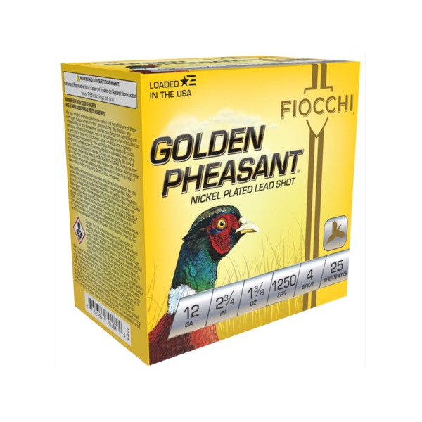 FIOCCHI AMMO 12ga 2.75" NICKEL 1250fps 1-3/8 #4 25b 10c
