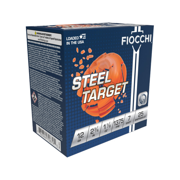 FIOCCHI AMMO 12ga 2.75" STEEL 1375fps 1-1/8 #7 25b 10c