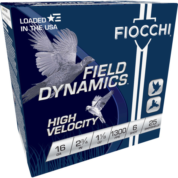 FIOCCHI AMMO 16ga 2.75" HI-VEL 1300fps 1-1/8oz #6 25/bx