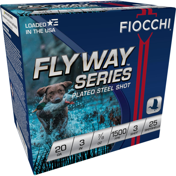 FIOCCHI AMMO 20ga 3" SP-STEEL 1500fps 7/8oz #3 25b 10c