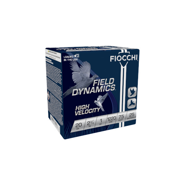 FIOCCHI AMMO 20ga 2.75" HI-VEL 1220fps 1oz #7.5 25b 10c