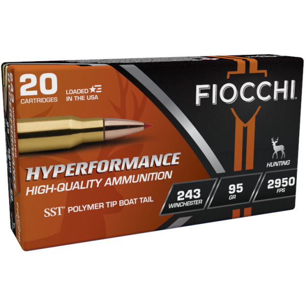 FIOCCHI AMMO 243 WINCHESTER 95gr HORNADY SST 20/bx 10/cs