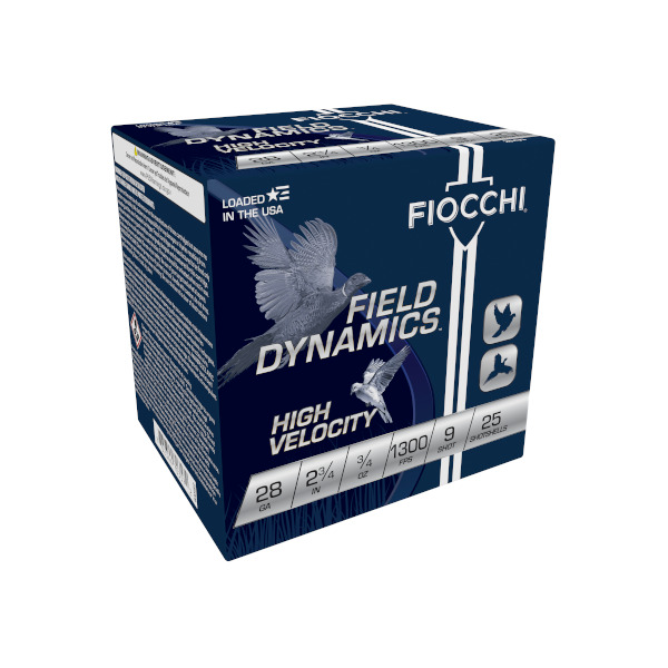 FIOCCHI AMMO 28ga 2.75" HI-VEL 1300fps 3/4oz #9 25b 10c