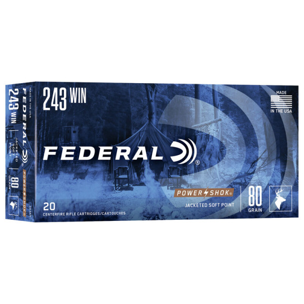 FEDERAL AMMO 243 WINCHESTER 80gr SP (P/S) 20/bx 10/cs