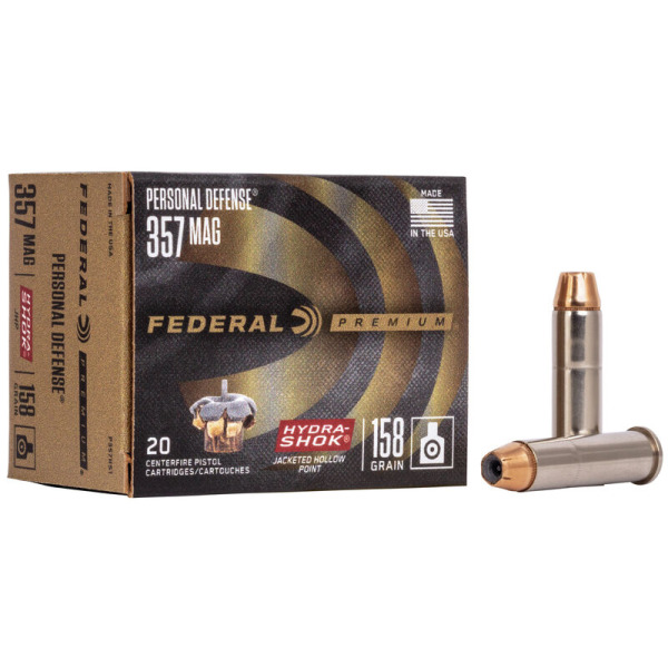 FEDERAL AMMO 357 MAG 158g JHP HYDRA-SHOK 20/bx 25/cs